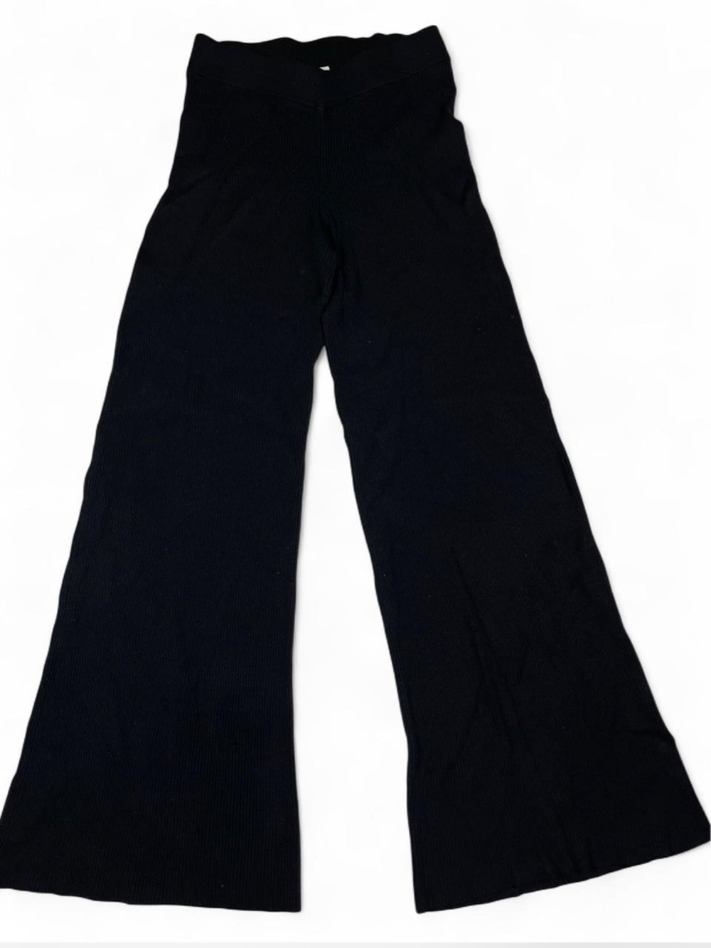 Abercrombie & Fitch Womens Black Ribbed Wide‎ Leg High Rise Pants Size M/L